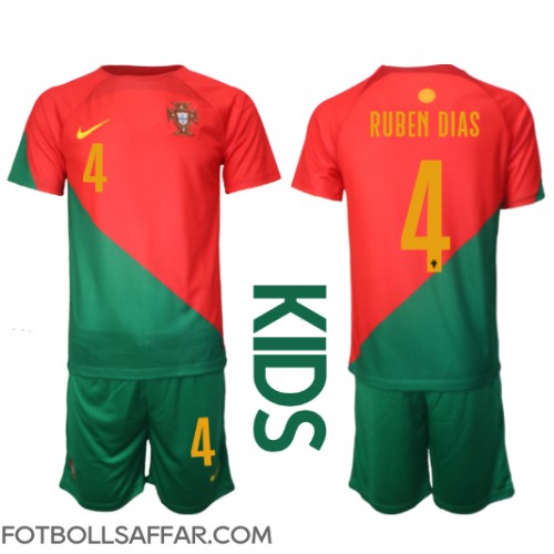Portugal Ruben Dias #4 Hemmadräkt Barn VM 2022 Kortärmad (+ Korta byxor)